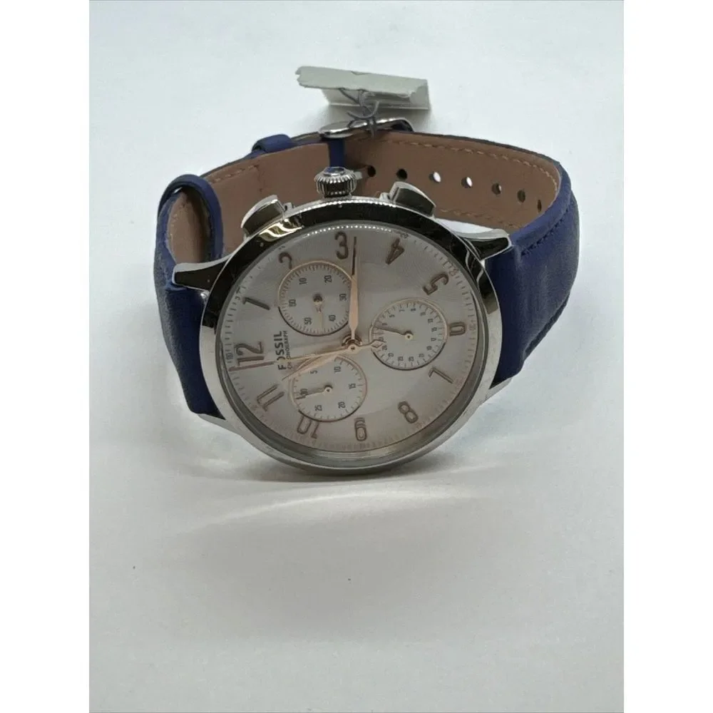 Fossil Abilene CH3032 Women's Blue Leather Strap Analog Dial Quartz Watch JNA332